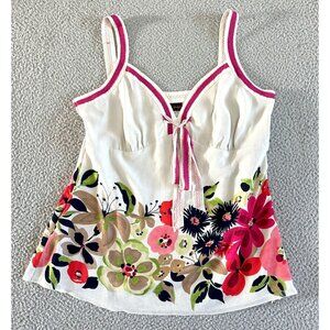 Y2K Bandolino Babydoll Tank Cami Top Side Zip Lined